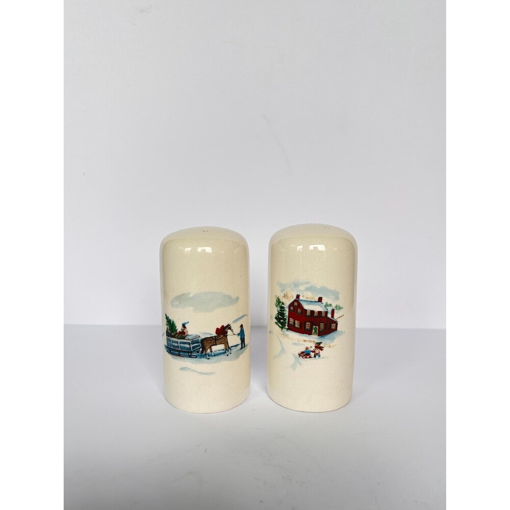 Vintage Farberware White Christmas Salt and Pepper Shakers Set - Holiday Table